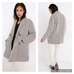 Women's Black and White Striped Coat